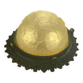 Plafonnier Art Nouveau en verre mouluré et bronze