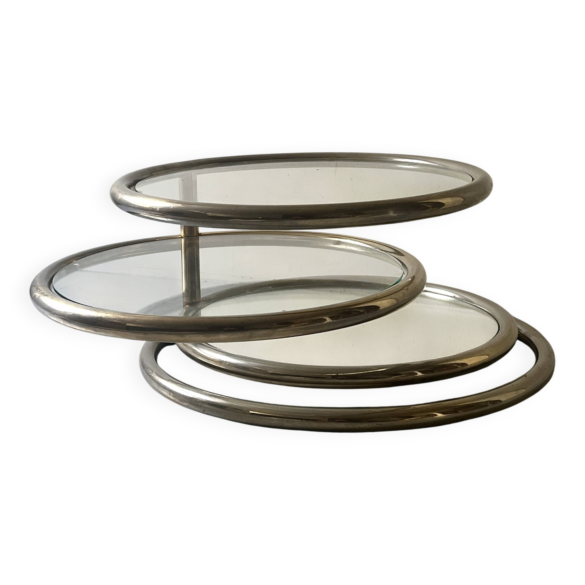 Removable coffee table in chrome, glass & mirror by Milo Baughman, design 1970.