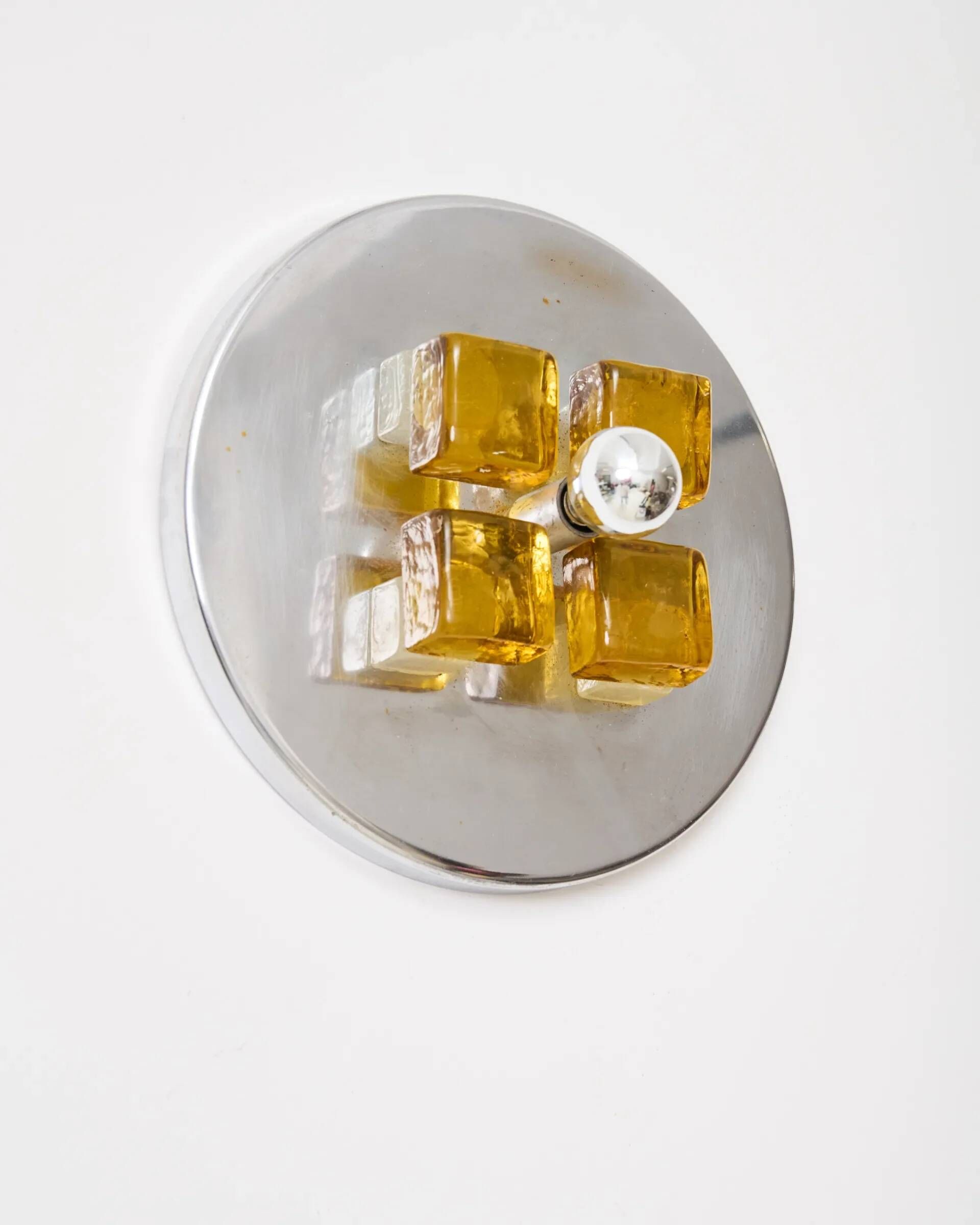 Chrome and Murano glass wall light, Albano Poli, Poliarte, 1970s