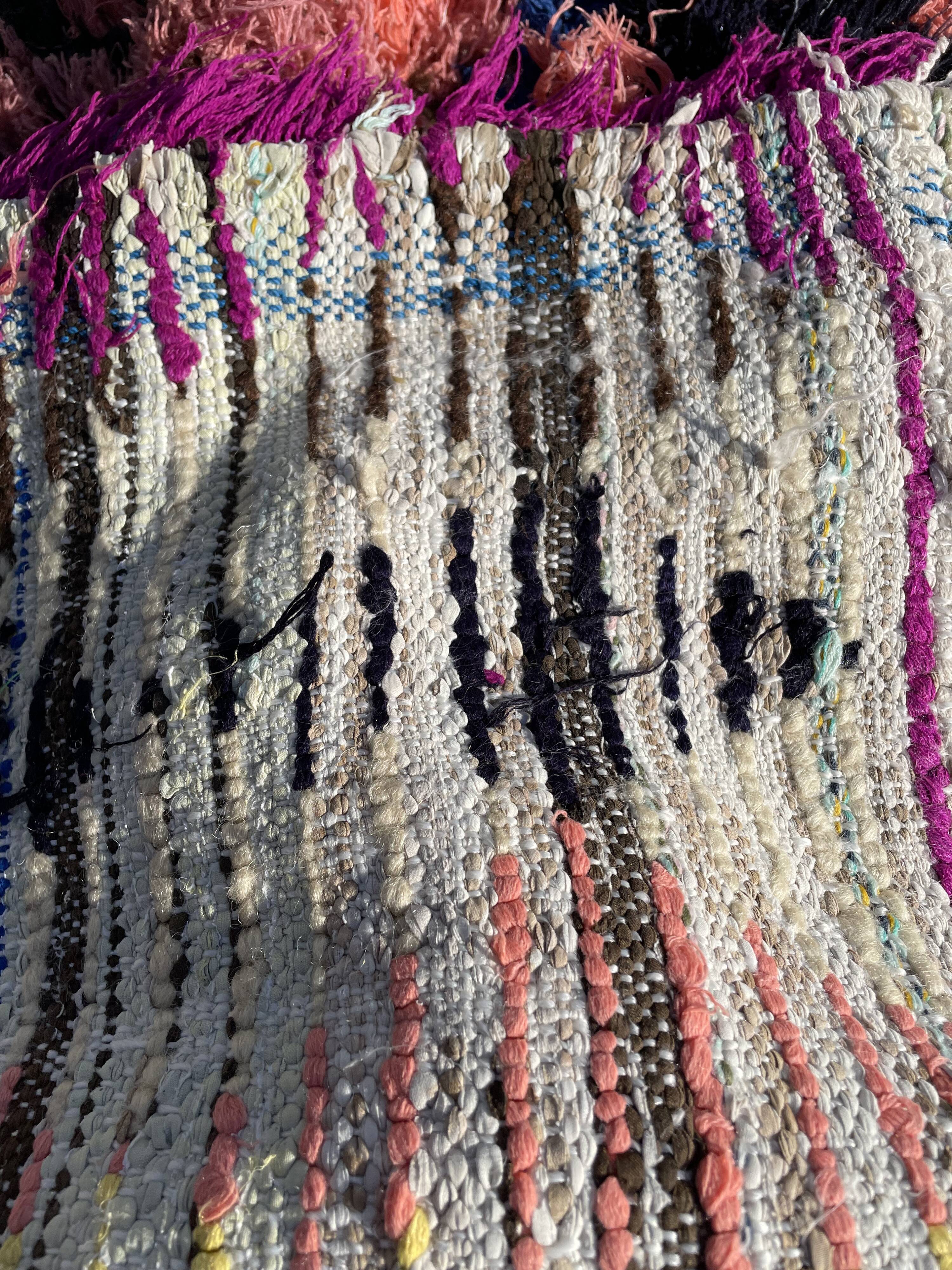 Moroccan berber carpet in wool Azilal black colored 70x160cm