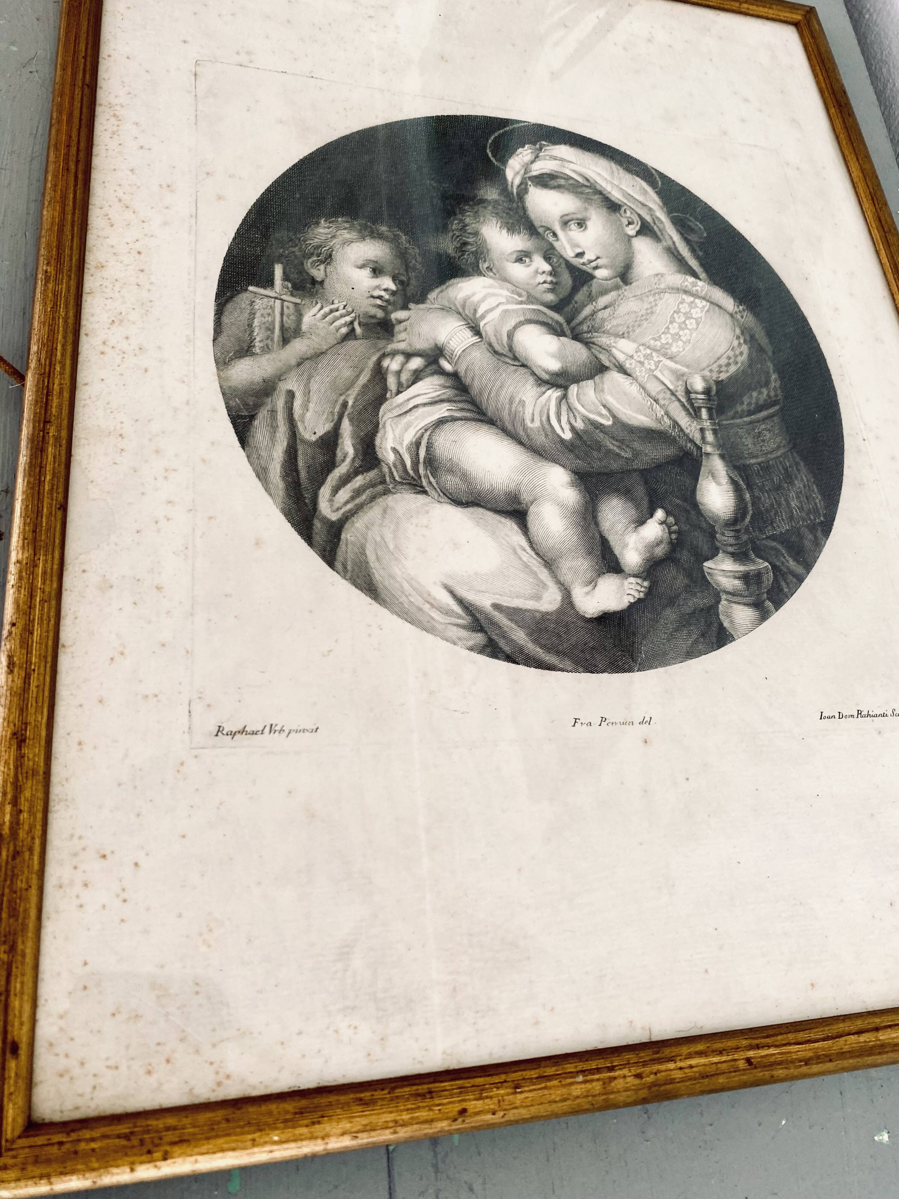 Gravure 18e d’après Raphaël, cadre bois vitré