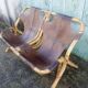 Bench 2 seater Rohe Noordwolde 60s rattan and leather