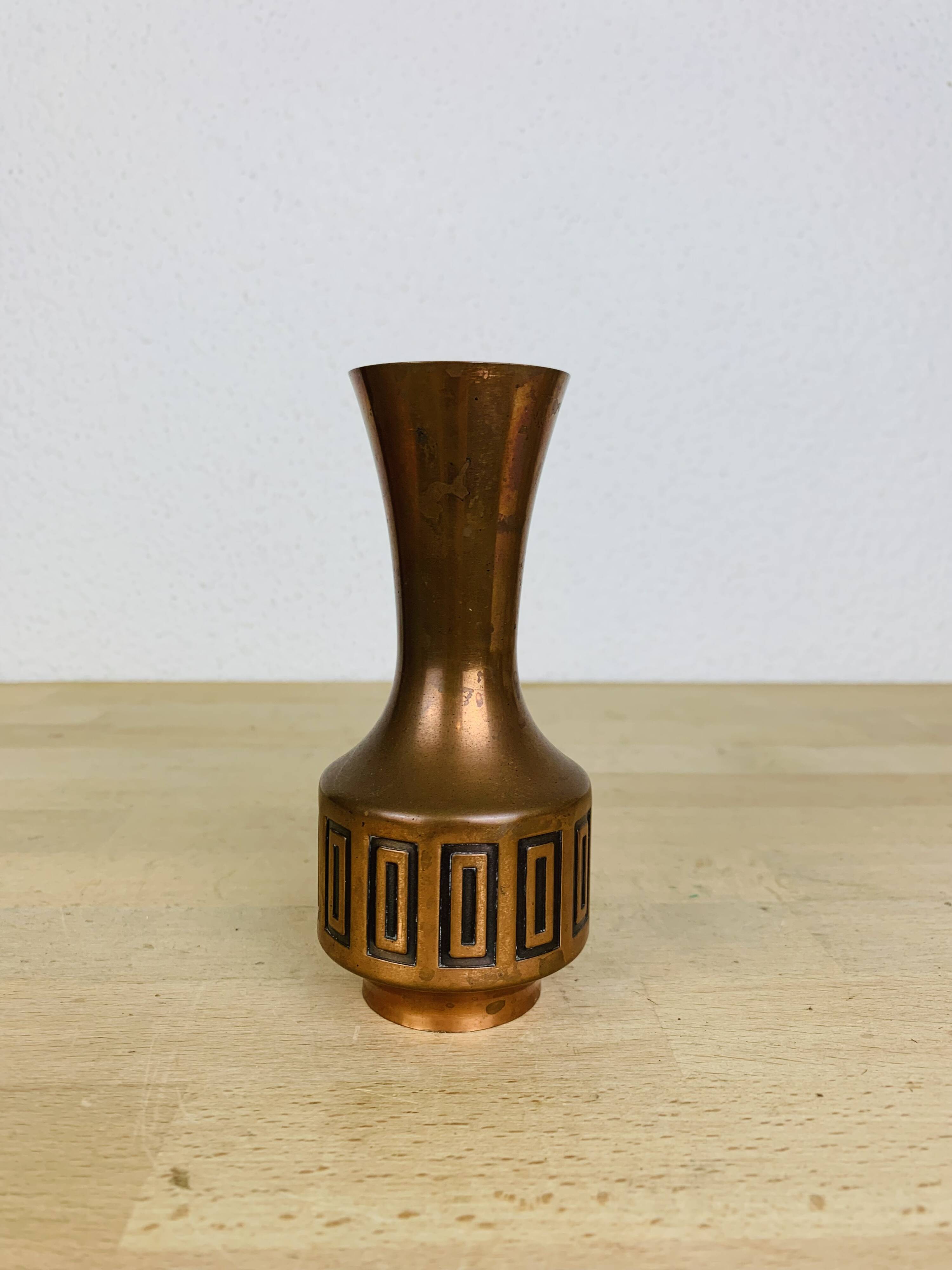 Vintage 70s Scandinavian brass vase