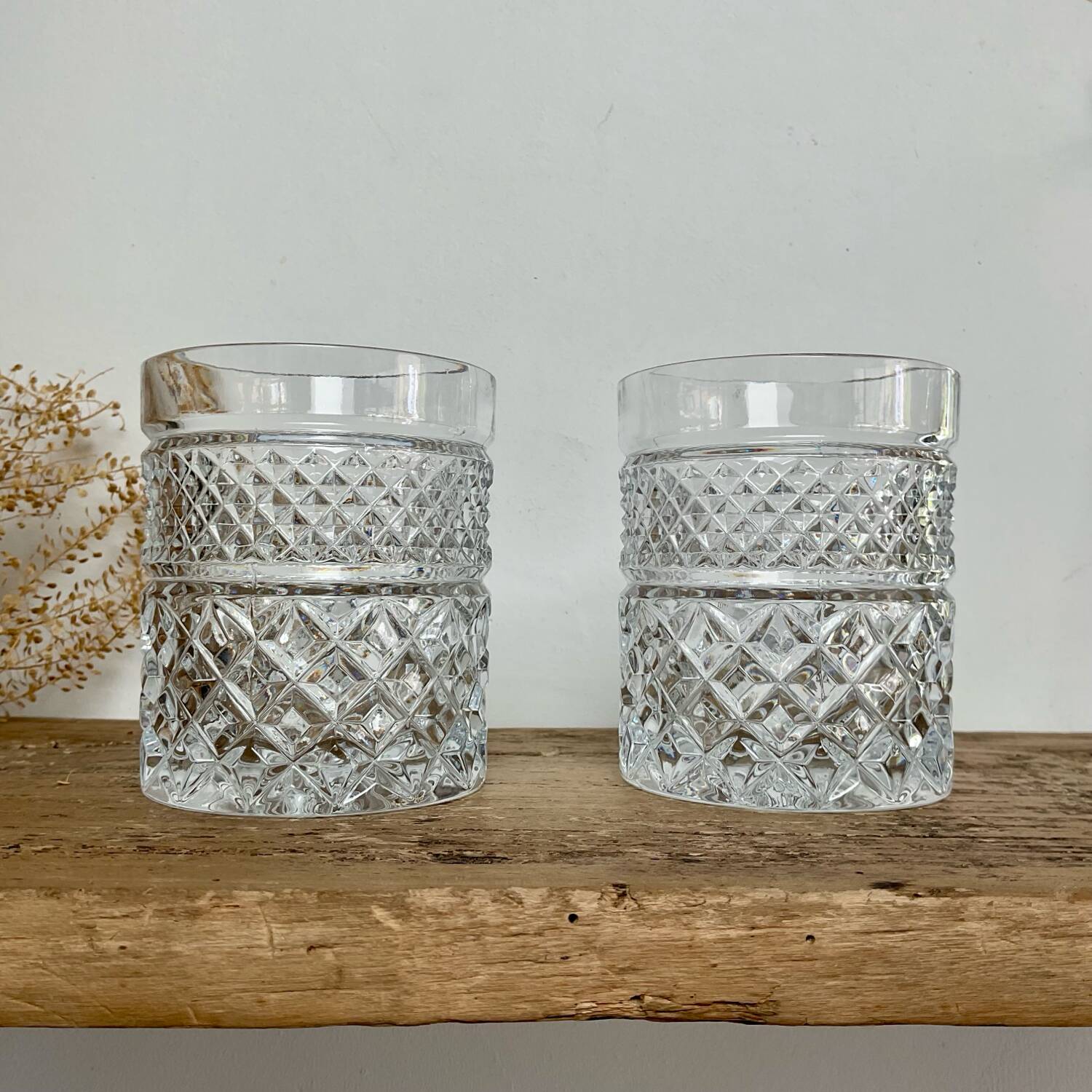 5 vintage whiskey glasses