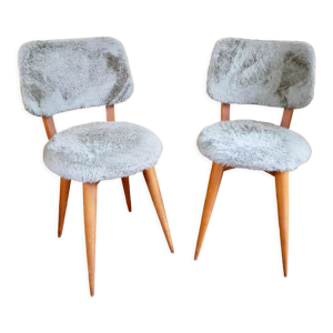 Paire de chaises moumoute pieds
