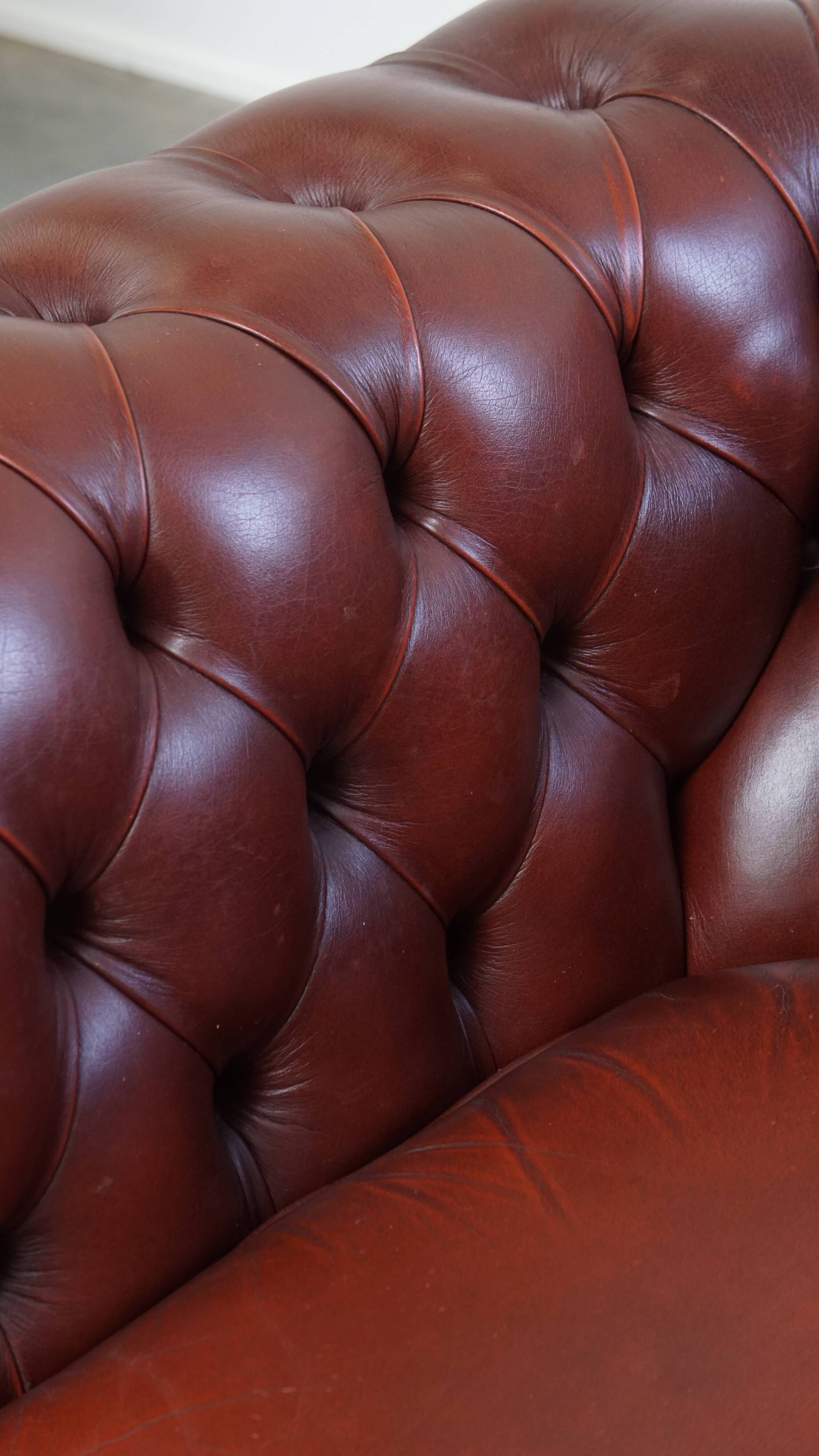 English Cowhide Leather Chesterfield Armchair