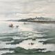 Large marine watercolour (Saint Gilles?) Brittany signed Lafitte
