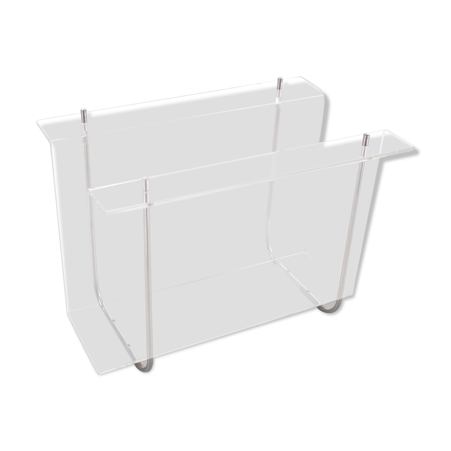 Plexiglass Storage rack with metal accents, 1970