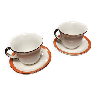 2 dinette cups and saucers