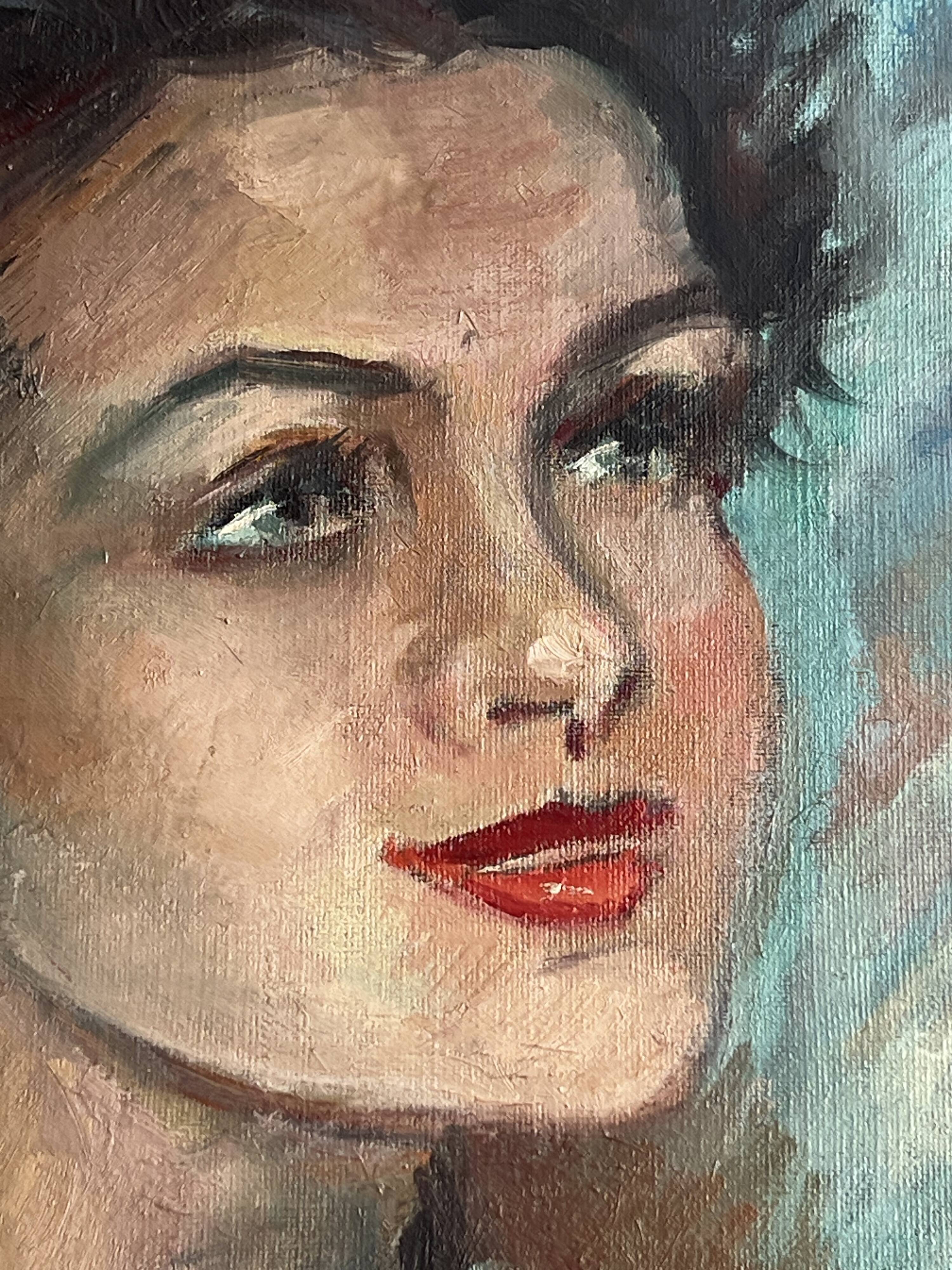 Portrait of a young woman by Gil d'Arvoy. 1950. Oil on canvas