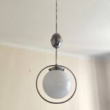 White opaline globe suspension and metal structure