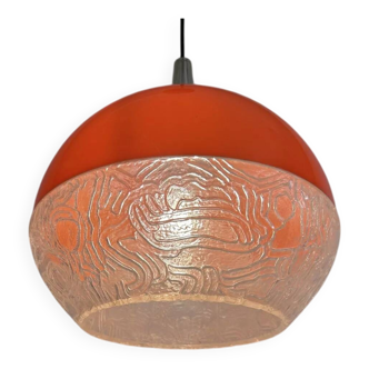 "Saturn" pendant light – orange and textured (1970s)
