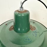 Industrial green enamel cage pendant light, 1960s