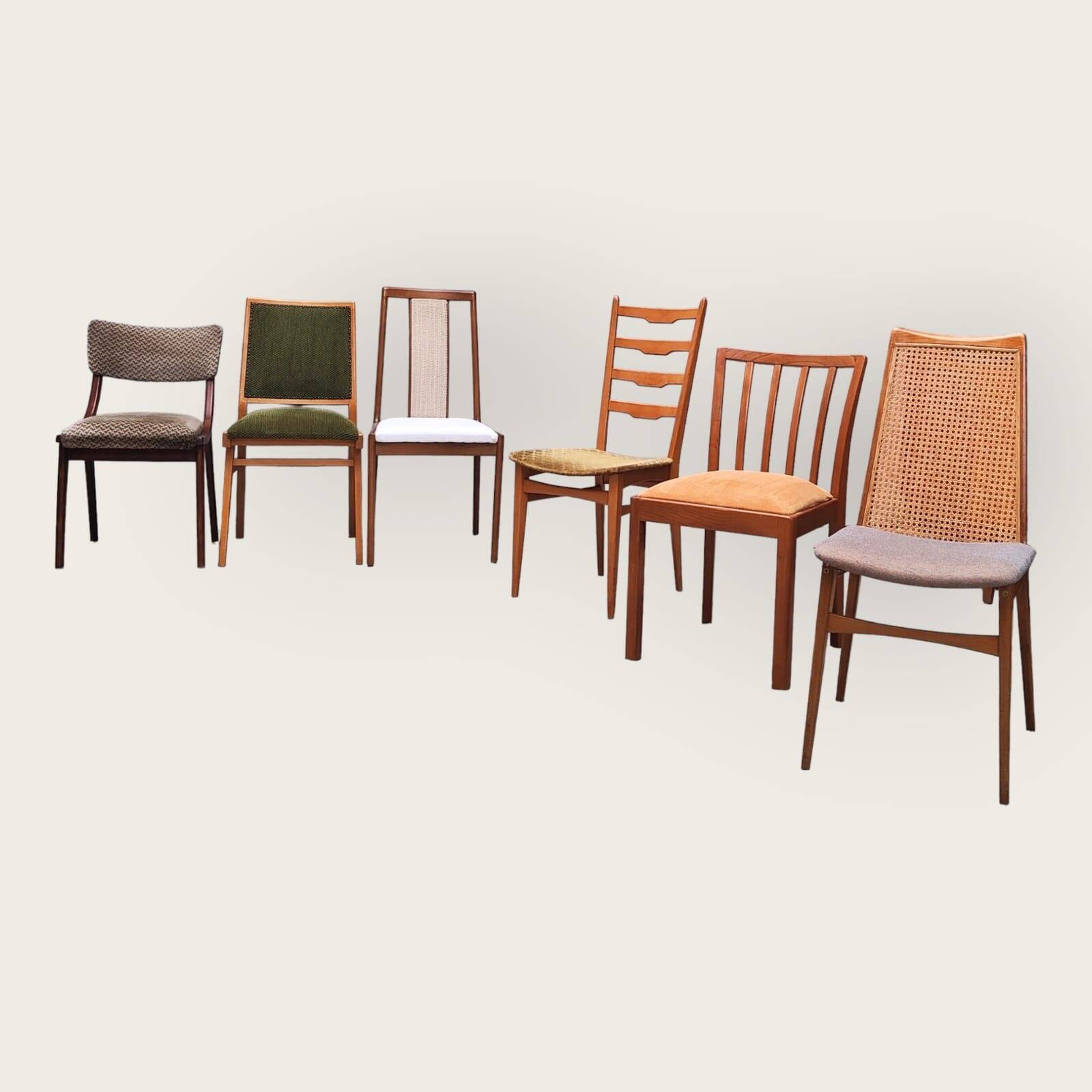 Zes Mid Century stoelen