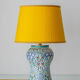 Mediterranean Table Lamp in Hand-Painted Spanish Ceramic, New Yellow Silk Shade