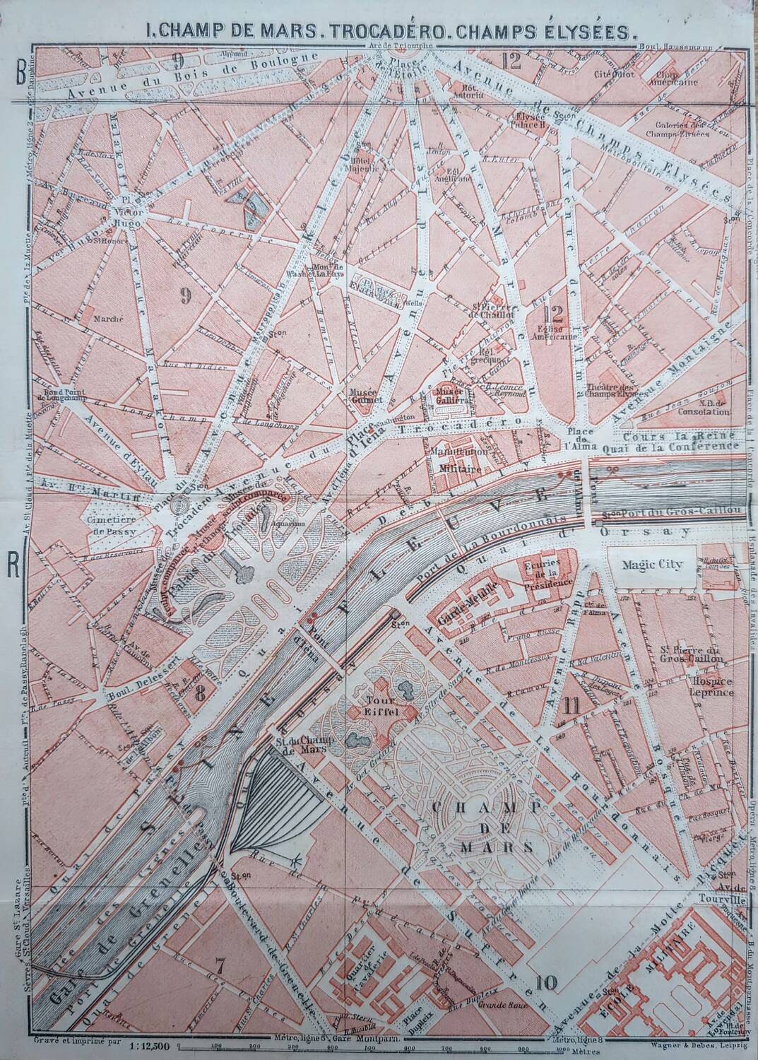 Paris, Champ de Mars, ancien plan, imprimé en 1914.
