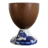 Set of 3 shells in porcelain and exotic wood