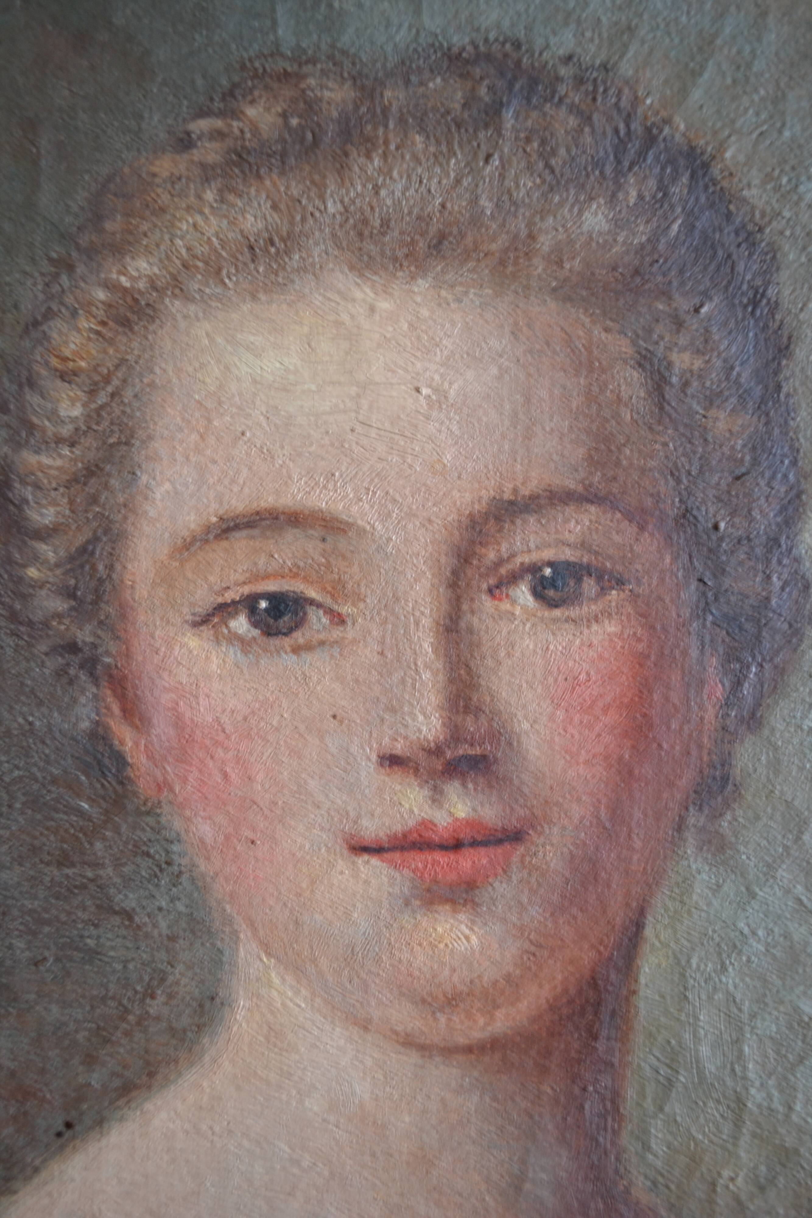 Portrait of Madame de Pompadour as Diana after Nattier painting HST