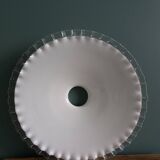 White opaline lampshade with transparent edge