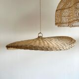 Rattan suspension or shade in the shape of a braided undulating circular tray d:80