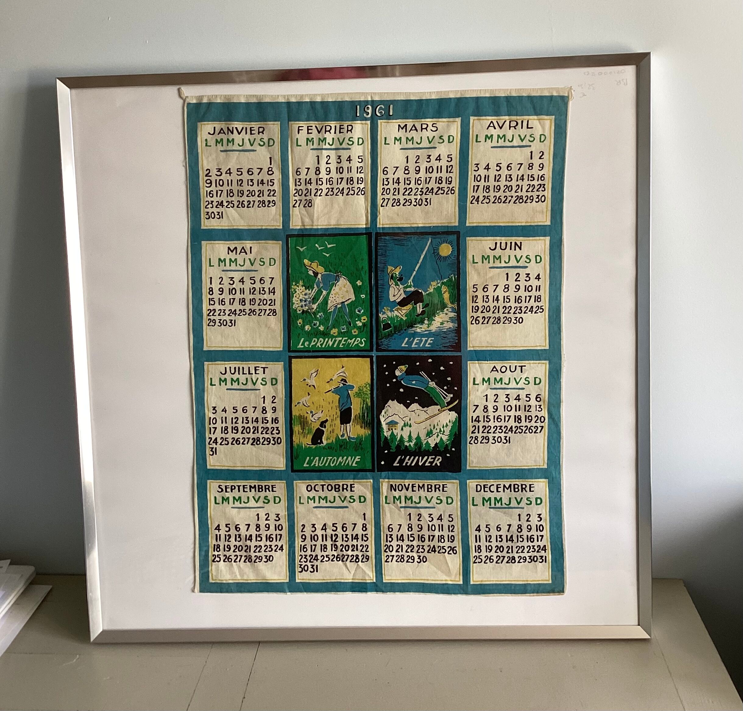 Tea towel calendar 61 years