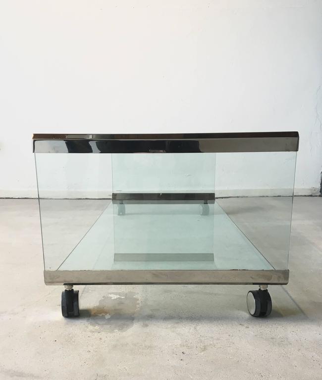 Coffee table in glass and chrome of Pierangelo Galotti for Galotti & Radice 1975
