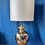Italian design lamp in silver and gold ceramic. 1970s.