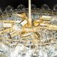 Large chandelier in gilded brass and crystal, Sciolari design by Palwa, Germany, 1970s.