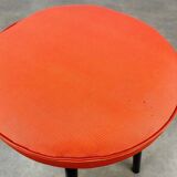 Vintage 50s screw stool in red faux leather