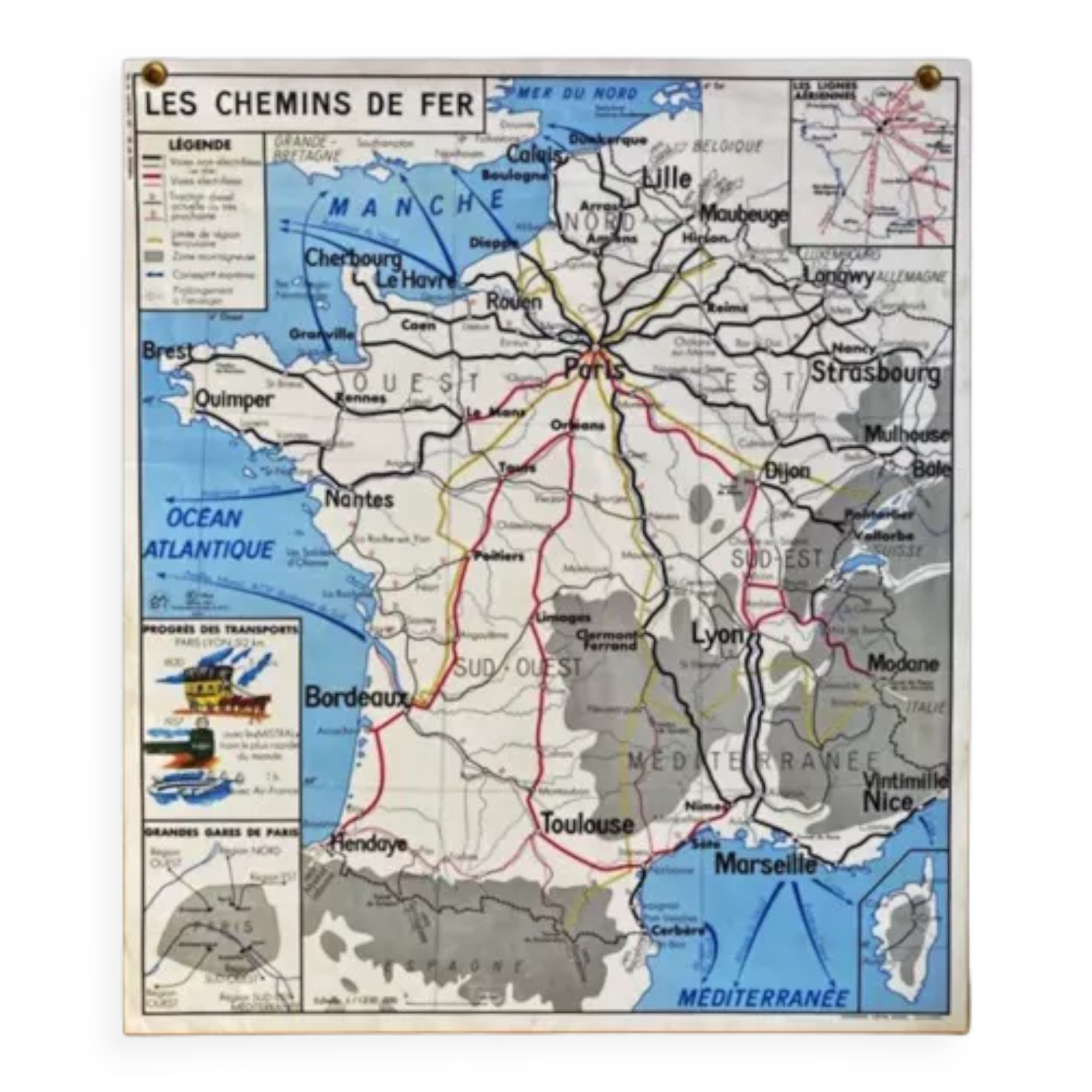 1964 School Map Railways of France