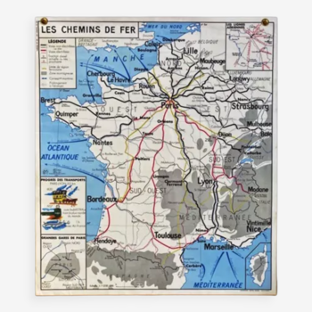 1964 School Map Railways of France