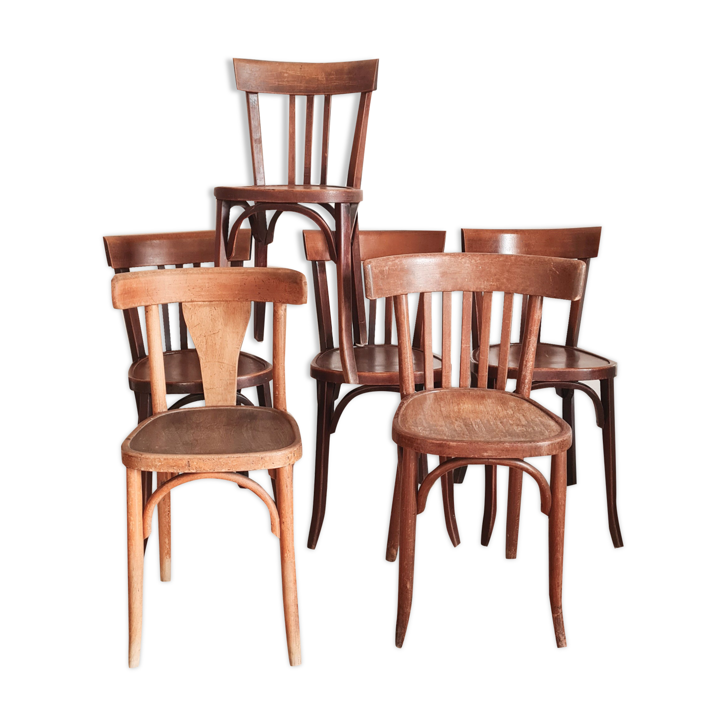 Lot de 6 chaises anciennes de bistrot