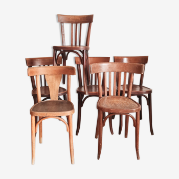 Lot de 6 chaises anciennes de bistrot