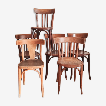 Set of 6 antique bistro chairs