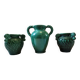Vintage Vallauris trio of emerald green vases from the 50s/60s.