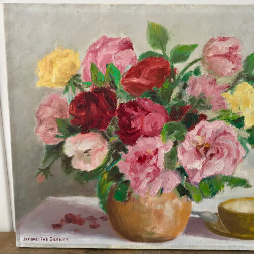 Oil on canvas bouquet of roses