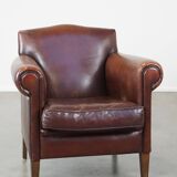 Design armchair made of sheep leather with a clean finish