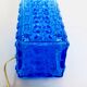 Vintage 1960s table lamp in azure blue pressed glass for Orref.