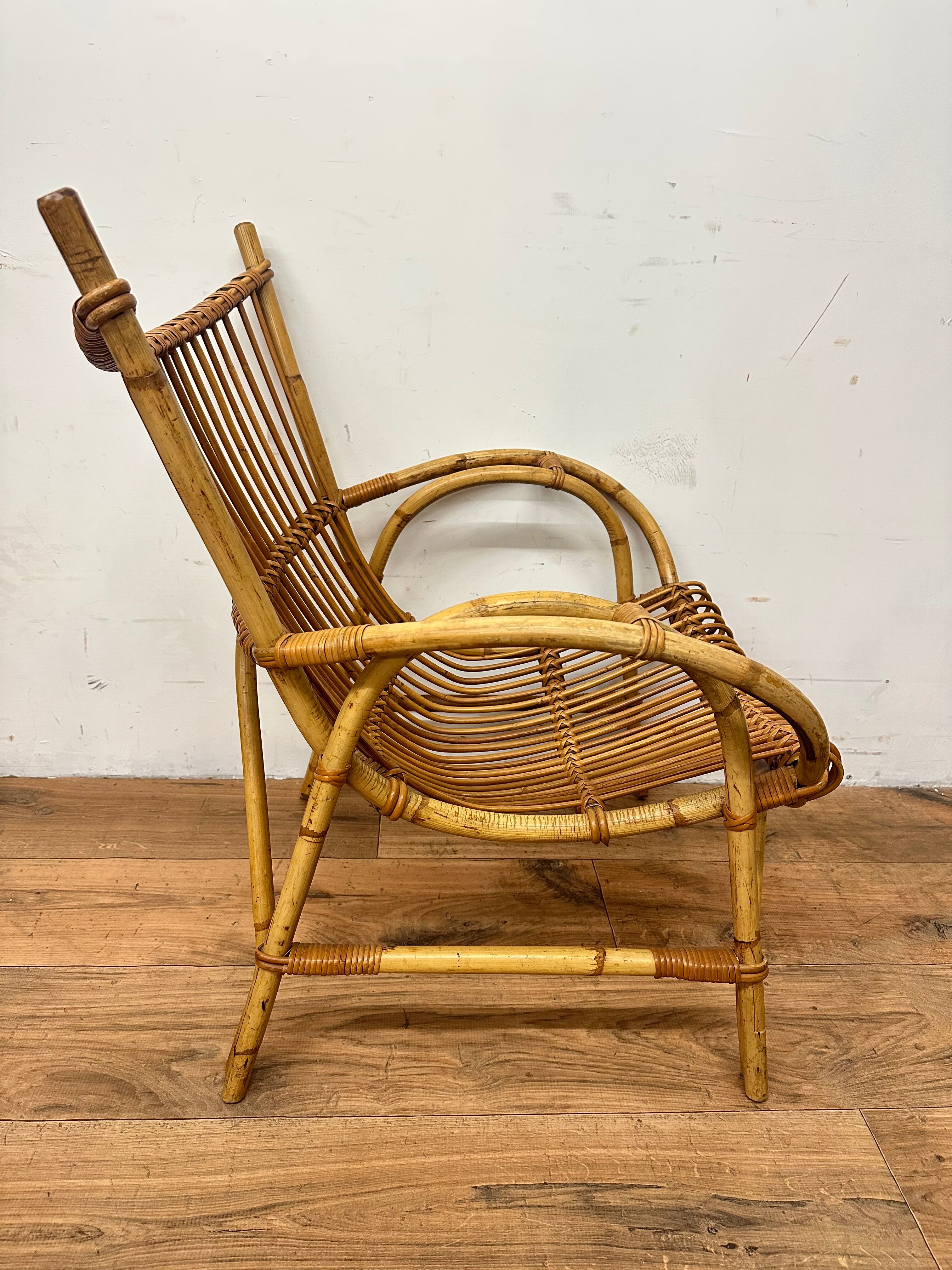 Vintage rattan armchair