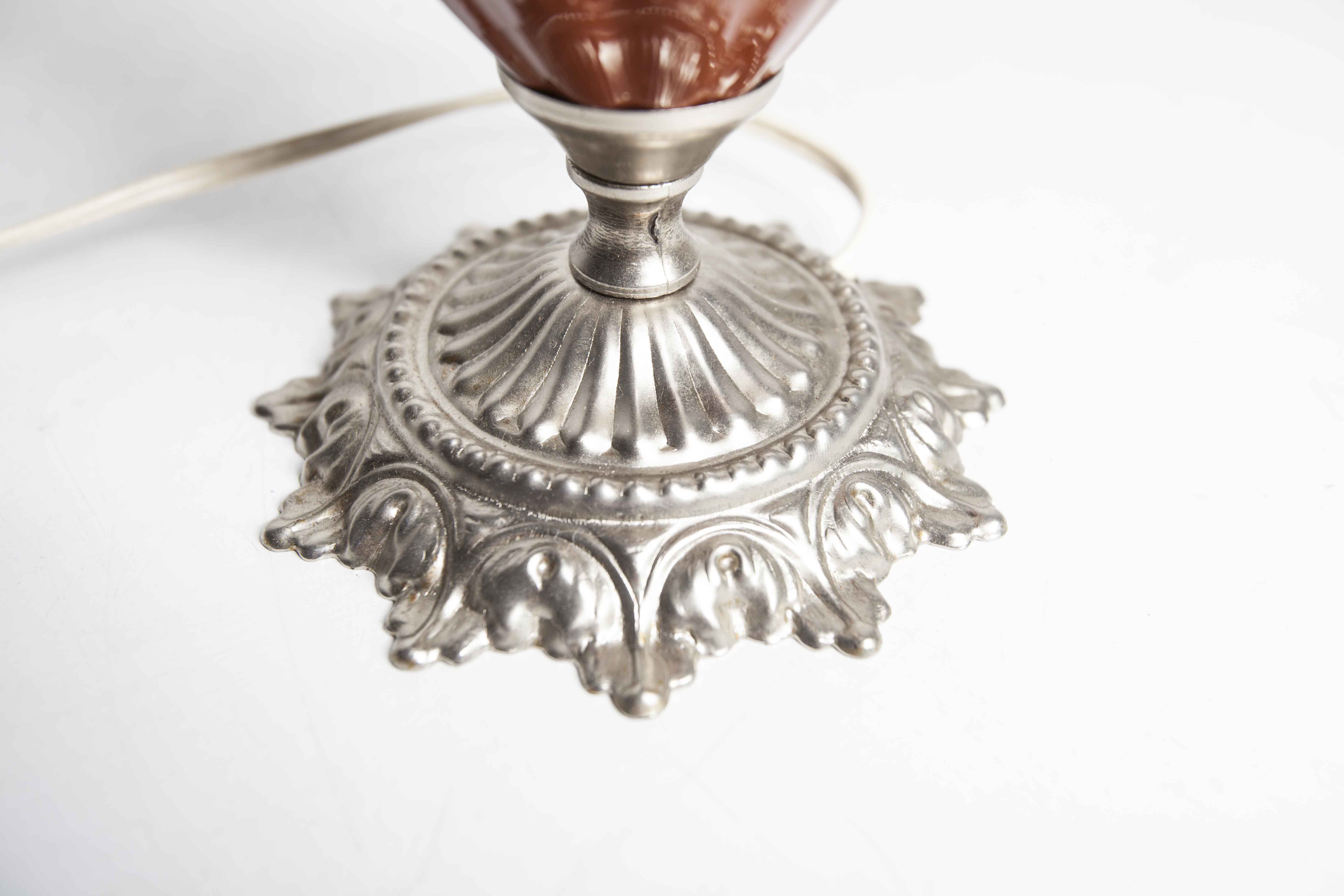 Table or bedside lamp of 1960 ceramic silvered metal glass