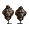 Pair of 19th century wooden lion heads