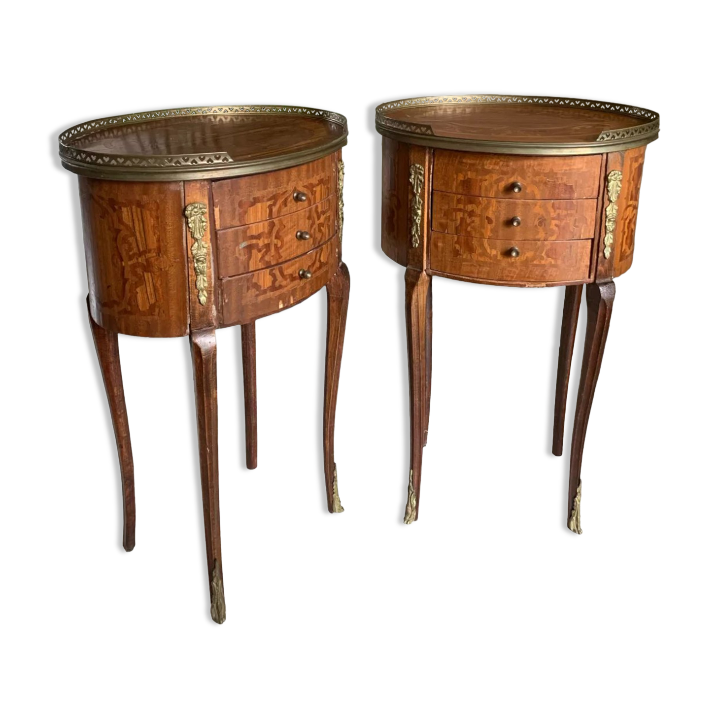 Pair of bedside tables in the shape of a stab, Louis XVI style