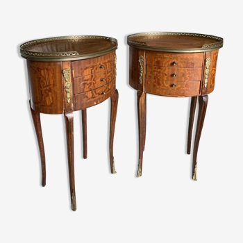 Pair of bedside tables in the shape of a stab, Louis XVI style