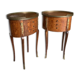 Pair of bedside tables in the shape of a stab, Louis XVI style