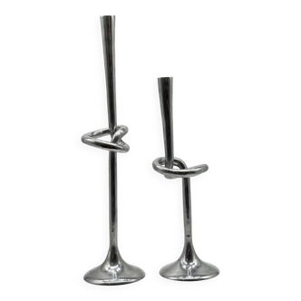 XXL "Giant Knot" candlestick pair – 1980s