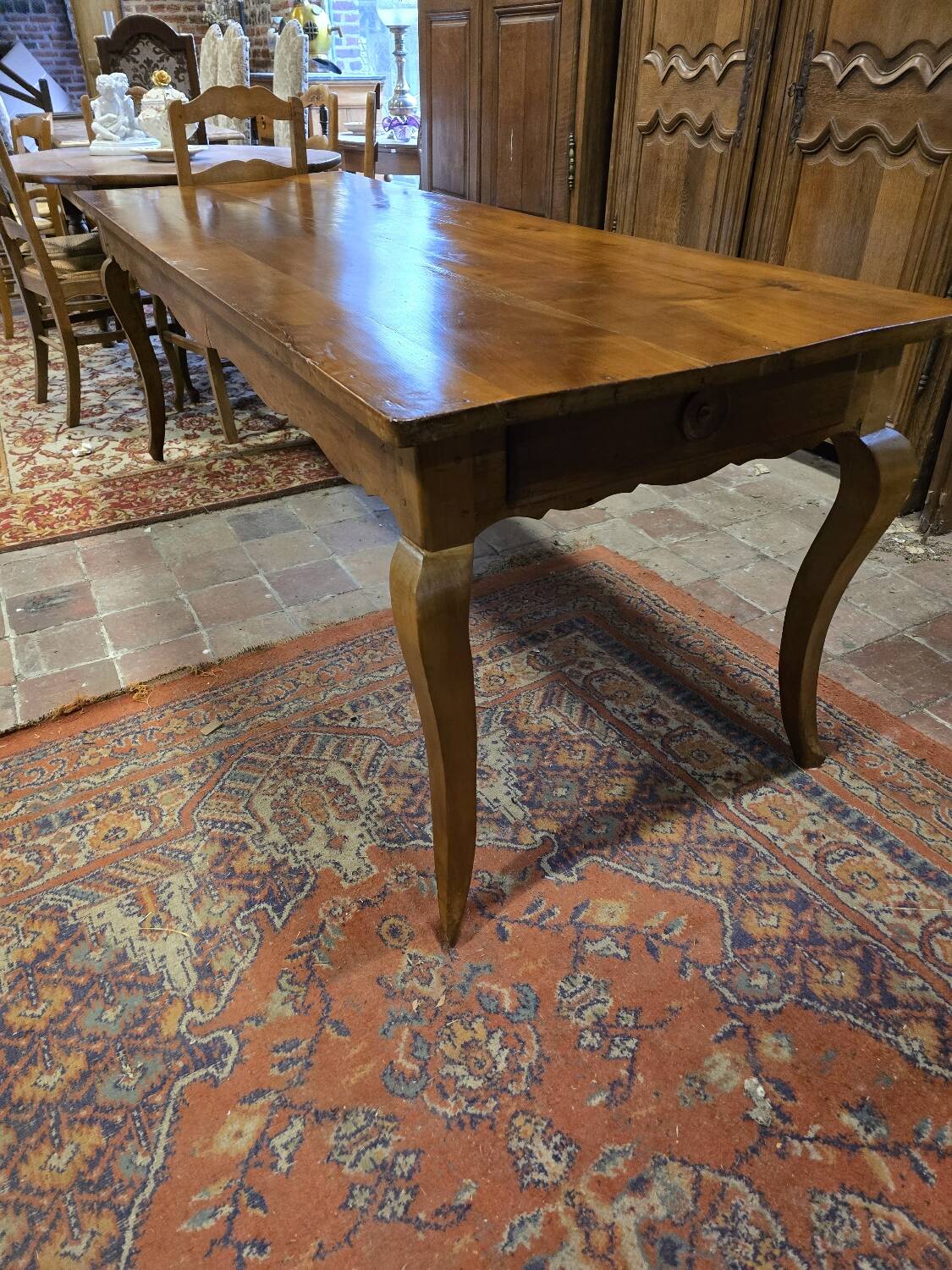 19th century solid cherry wood farmhouse table