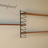 Vintage modular wall shelf in wood and metal, 1950s