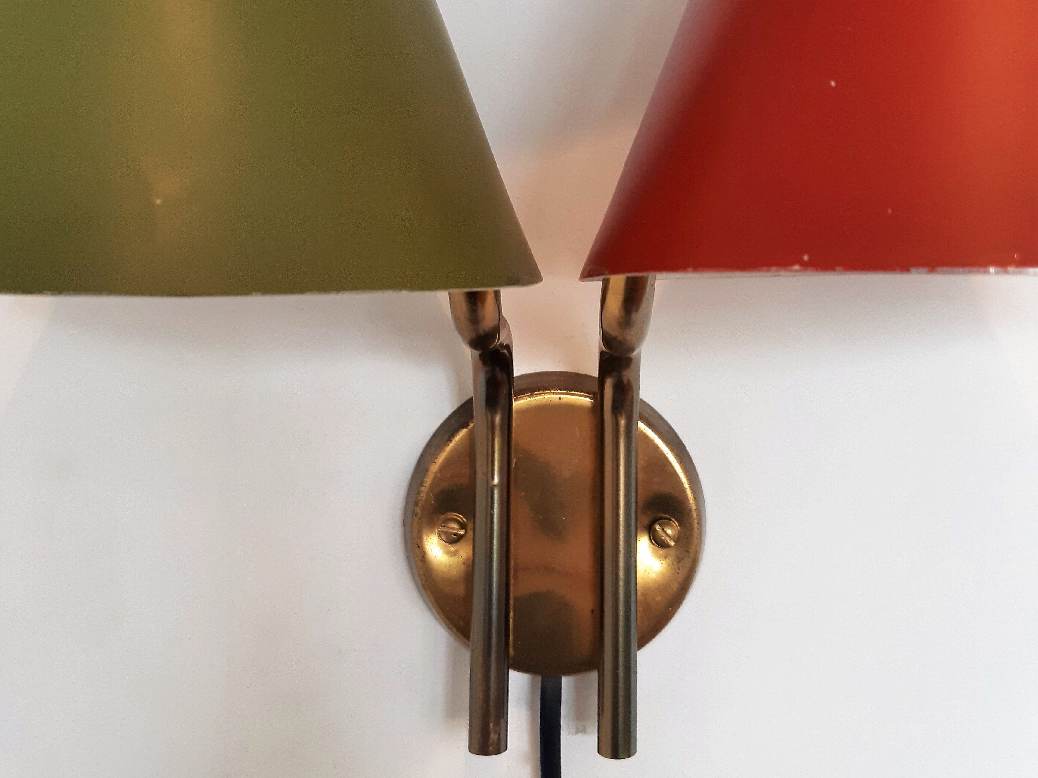 Danish triple-shaded sconce by Svend Aage Holm Sørensen for Lyfa, 1950s