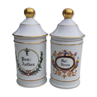 Pair of pots a limoges porcelain pharmacy