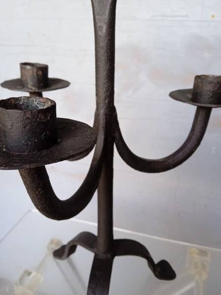 Brutalist wrought iron candle holder ep 1940/50
